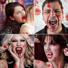 [Realistic Vampire Fangs] Realistic Retractable Halloween Vampire Fangs | For Gums, Halloween Party Costume Horror Prop, Suitable For Carnival Party Role Play Decoration (Applicable Age Range: 20 Years Old And Above) - Multicolor - View 6