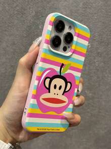官方授權 Paul Frank 荔枝紋理手機殼，大嘴猴全包防摔相機保護，Apple 大嘴猴拼色彩色條紋圖案，新款相容 iPhone 11/12/13/14/15/16/17/18 Pro Max 與 Galaxy 手機型號保護殼，節日禮物，日常通勤，日常防摔高吸引力風格 - 彩色 - 查看 6