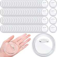 20pcs DIY Badge Set, Transparent Acrylic Material, Button Pins, Flip-Cover Button Badges, School Name Display Frames, Custom/Photo Buttons, DIY Holiday Decoration Materials, Mini Clothing Transparent Pins - Multi-color - View 4