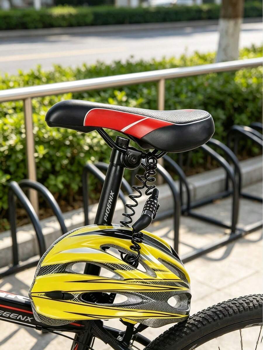 4-Digit Combination Coiled Steel Cable Lock, Portable Anti-Theft Helmet Lock For Bicycle, Motorcycle & E-Bike, Multi-Purpose Luggage & Backpack Security Lock Bike Accessories - Multicolor - View 1