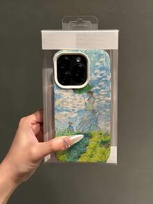 1件 白色油畫草地風景個性化極簡全包覆防摔TPU手機殼，適用於Apple 18 17 16 15 14 13 12 11 Pro Max Air及系列 - 彩色 - 查看 4