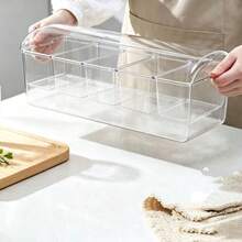 Keep‑Fresh Chilled Serving Platter, Transparent Divided Condiment Caddy With Removable Inner Boxes & Dust‑Proof Lid, Ice‑Chamber Base Keeps Food Cool For Pool Party, Camping, Kitchen Counter Storage - Clear - View 6