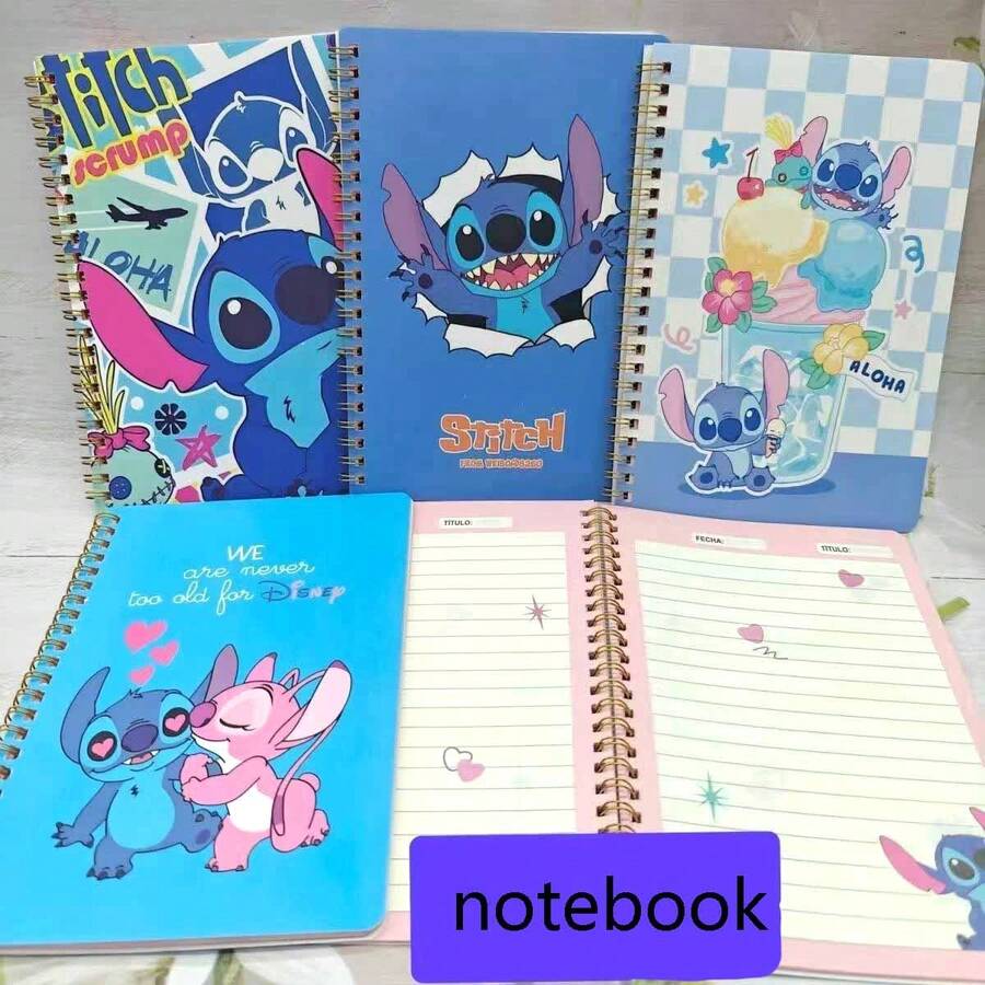 Disney 1 pieza Juego de cuadernos Stitch, páginas interiores de colores, adecuado para útiles escolares y de oficina, regalo perfecto para fiestas, regalo festivo para fans - Multicolor - Ver 1