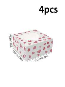 Kotak Kado Kertas Jendela Hati Romantis 4pcs/12pcs/24pcs dengan Desain Cetak Transparan Berkualitas Tinggi, Kemasan Penyimpanan untuk Liburan & Pesta - View 20