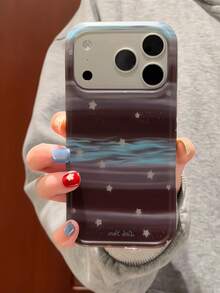 Ins Korean Style Star Pattern Phone Case Compatible With Apple 17, 18 Pro Max, 18 Pro, 16, 15 Pro, 16 PM, Full Coverage, Anti-Drop, Soft Silicone, Niche Premium Aesthetic, For Women - Brown - View 3
