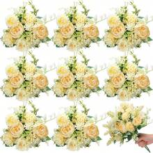 1pc Artificial Peony Ball Chrysanthemum Bouquet, Realistic Texture, Suitable For DIY Vase Floral Arrangement, Indoor/Outdoor Decoration, Home Decor, Wedding Decor, Table Decor, Autumn Decor - Yellow - View 1