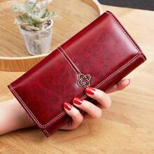 New Women's Long Clutch Wallet, Cross-Border European And American Vintage Oil Wax Leather, Multi-Card Slot Coin Compartment Purse - Burgundy - View 10