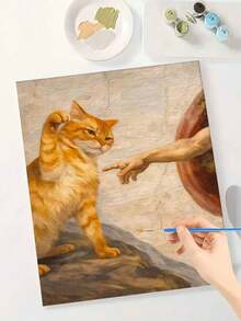 1 Digital Oil Painting Set, DIY Oil Painting Set, Naughty Kitten Oil Painting Set, DIY Adult Hand-Painted For Gift Home Wall Decoration. - A - View 2