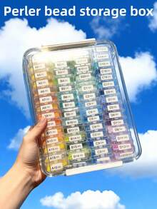 1 Set Transparent Large Capacity Flip Lid Bead Storage Box, Plastic Organizer Storage Box With Compartment Bottles Set, Color Number Stickers, DIY Perler Bead Storage Box, Handmade Sewing Tool Storage Bucket, Desktop Craft Organizer Storage Box, Home Storage, Perler Bead Storage Box - Multiple Styles - View 2