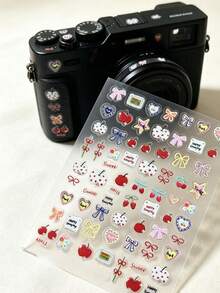 1Set, Nail Stickers, Journaling Supplies, Decorative Stickers, Hand Drawn Fruit And Bow Pattern, Ins Style, Light Elegant Vibe, For Nail Art Decoration, Daily Wear Manicure Ornament - Apple Sticker - View 3