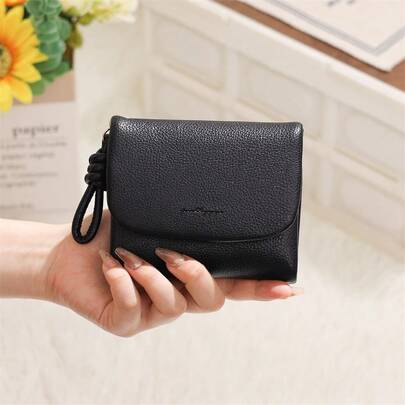 PRETTYZYS Women's Short Wallet, Solid Color 2026 New Korean Style Minimalist Fresh Foldable Zipper Multifunctional Card Holder Coin Purse, Student Daily Travel, Christmas Gift, Back To School Season, Valentine's Day Gift, All Season
