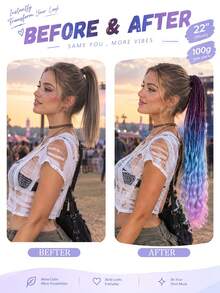 Women's Long Gradient Braided Wig, Multi-Colored Gradient Long Wavy Braided Curls, Suitable For Parties, Festivals, Cosplay, And Everyday Styling. - Multicolor - View 5