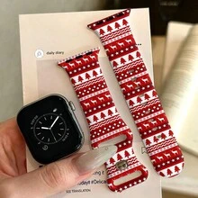1pc Red Christmas Striped Pattern Silicone Watch Band, Compatible With Apple Watch 38mm 40mm 41mm 42mm 44mm 45mm 46mm 49mm, Fashionable Cute Soft Silicone Strap, Compatible With Apple Watch Ultra 2 S12 S11 S10 SE 9 8 7 SE 6 5 4 3 2 1, Christmas New Year Outfit Accessory, Comfortable Replacement Band - Multicolor - View 8