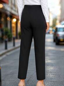 Fashion Women's New Casual Versatile Commuter Straight Leg Pants Black - Black - View 2