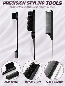 Wig Tool Set, Including Lace Hair Net, Fixed Strap, Edge Comb, Fluffy Styling Comb, And Pointed Tail Comb, Suitable For Women's Lace Forehead Wig Wearing, Hairline Tidying, Splitting, Zoning, Ponytail Styling, And Daily Home Or Salon Use - View 4