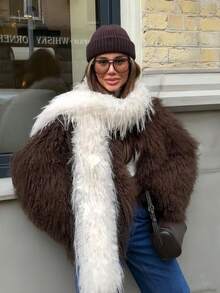 1pc Women's Fashion Y2K Faux Turkey Feather Scarf Autumn Winter Warm Multi-Functional Stylish Furry Faux Fur Neck Warmer Suitable For Daily Wear - White - View 2