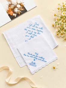 Personalized Wedding Handkerchief, Customized Wedding Date Handkerchief, Gift For Bride And Bridesmaids, Handkerchief - Multicolor - View 8