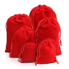 5/10pcs/Pack Velvet Jewelry Drawstring Bags, Soft Gift Pouches Suitable For Rings, Necklaces, Bracelets, Bags With Drawstrings Also For Parties, Weddings, Christmas, - Flocked Bag - View 5