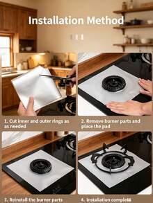 Stain-Resistant Easy-To-Clean Gas Stove Protector Mat 0.12mm Thickened Burner Cover High-Temperature Resistant Outdoor Grill Anti-Oil Pad Kitchen Stove Heat Insulation Protection Mat - Multicolor - View 3