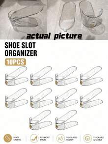 5/10/20pcs Rak Sepatu Dua Lapis yang Dapat Diatur, Pengorganisasi Penyimpanan Sepatu Hemat Ruang, Rak Sepatu Dua Lapis, Alat Perpanjangan Lemari Sepatu Rumah, Cocok untuk Sepatu Sneaker, Sepatu Hak Tinggi, Sepatu Kasual, Sepatu Kulit, Sandal, Penyimpanan di Lemari dan Area Masuk - MultiWarna - View 9