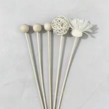 10pcsNatural Rattan Reed Diffuser Sticks Set, Elegant Curly Wood Reeds, Sola Flower & Wicker Ball Fragrance Diffuser Sticks, Decorative Replacement Aroma Sticks For Home Bedroom Living Room Office Decor, Great Housewarming & Holiday Gift - A - View 6