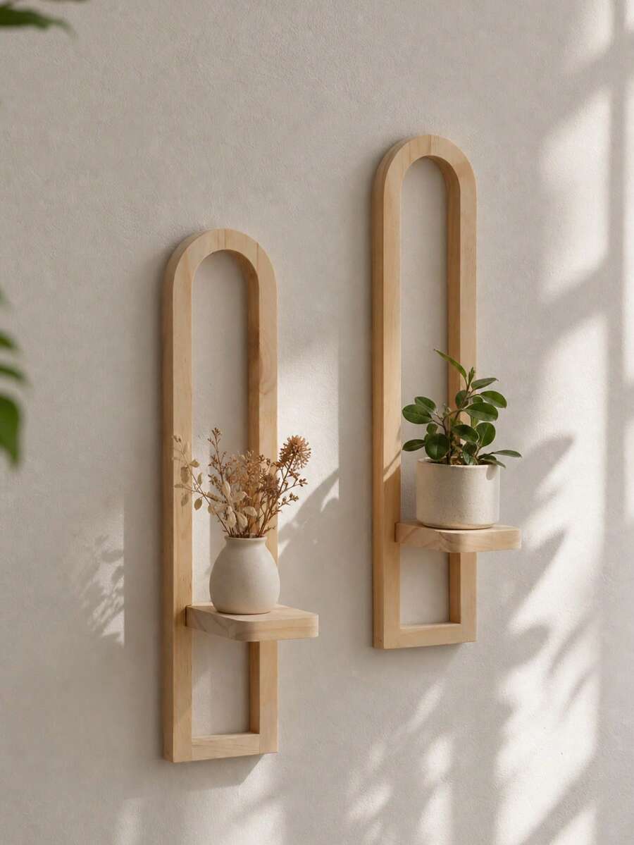 1件/2件 壁掛式懸浮置物架，適用於水晶、蠟燭、小型裝飾品，適合客廳與臥室牆面裝飾
