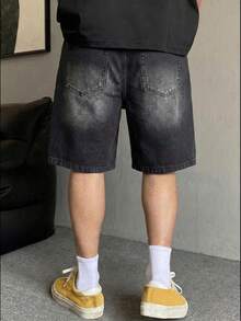 Men's Summer Casual Non-Stretch Denim Shorts - Black - View 3