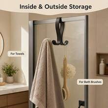 1pc Double-Sided Shower Door Hook, Hanging Bathroom Organizer Rack, Closet Organizer, Wardrobe Storage Hook, Home Decor Hook, Suitable For Towels, Bath Sponges, Underwear, Bath Brushes And Other Items - Multicolor - View 8