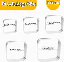 Set Of 5 Square Cookie Cutters, Baking Mould Cutters For Biscuits, Pastries And Fondant - Silver - View 3