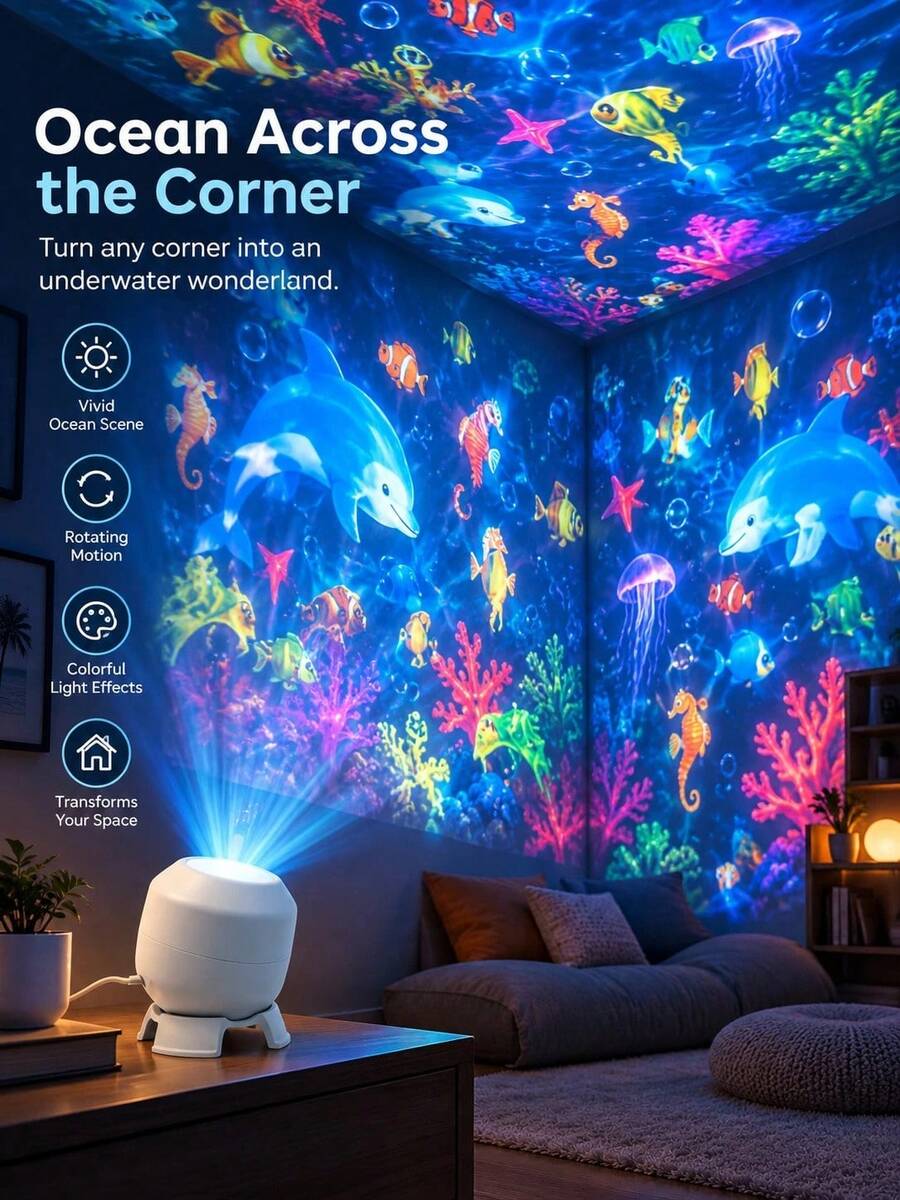 1pc 360° Rotating LED Starry Ocean Projection Night Light, Dynamic Projection Lamp, USB Powered Adjustable Atmosphere Light, Suitable For Living Room And Game Room Decoration, Ocean, Christmas, Snowflake Three Theme Projection Lamp, Wall Rotating Decoration, 360° Rotating Dynamic Pattern Light And Shadow Decoration, Lighting Fixture, Bedroom Lighting, Birthday Party, Photography Lighting, Light Bulb, Christmas, Snowflake, Light, Projector, Suitable For Ceiling, Home, Room, University, Festival, Living Room, Bedroom, Event Venue