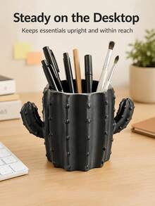 Multifunctional Pen Holder With Stable Base Cactus Design Pencil Cup Creative Desktop Storage Box Suitable For Teenagers Office Workers College Students Dormitory Study Office Supplies Home Office Decor Office Desk Vanity Essential Accessory - Multicolor - View 10