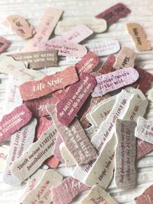 1 Paket berisi 50 lembar Stiker Dekoratif Frasa Bahasa Inggris Tekstur Alami untuk Bahan Kolase DIY - A - View 4