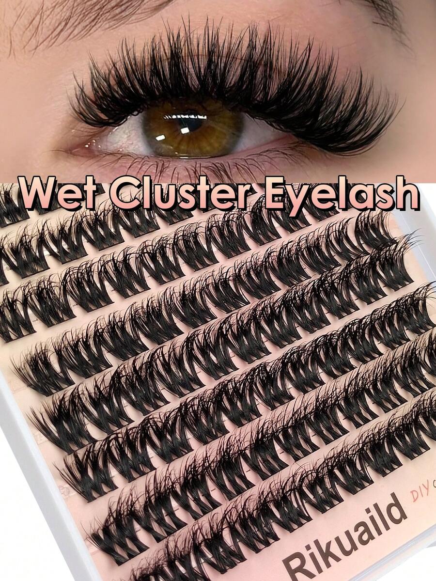 Rikuaild 88pcs Wet Look Eyelash Extension Clusters, Shiny Single Cluster False Eyelashes, Messy Exaggerated Cartoon Style Makeup Lashes, Suitable For Daily Autumn Wear
