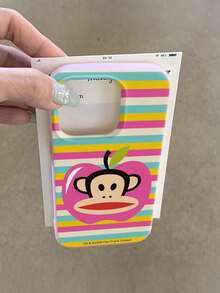 官方授權 Paul Frank 荔枝紋理手機殼，大嘴猴全包防摔相機保護，Apple 大嘴猴拼色彩色條紋圖案，新款相容 iPhone 11/12/13/14/15/16/17/18 Pro Max 與 Galaxy 手機型號保護殼，節日禮物，日常通勤，日常防摔高吸引力風格 - 彩色 - 查看 3