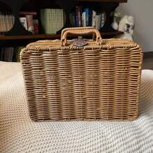 1pc Woven Handbag Cosmetic Storage Box, Wedding Gift Box, Bridesmaid Gift Box, Rattan Storage Basket, Travel Camping Photo Prop, Autumn Home Decor, Christmas Home Decor - Brown - View 10