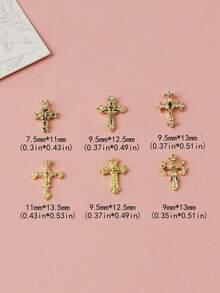 A Mixed Set Of 60 Punk-Style Cross Nail Charms Featuring Diverse Designs For Creative Mixing And Matching-The Ideal Choice For "Cool Girls" Looking To Create Y2K-Inspired Nail Art. - Gold - View 5