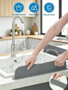 Waterproof Sink Splash Guard Block Splashing Water Washable Sink Basin Splash Blocker For Lab Sink Vegetable Basin Dishwasher Anti-Splash Water Barrier Sink Protector Apartment Home Room Bathroom Decor RV Coffee Bar Kitchen Accessories Essentials - Multi-color - View 2