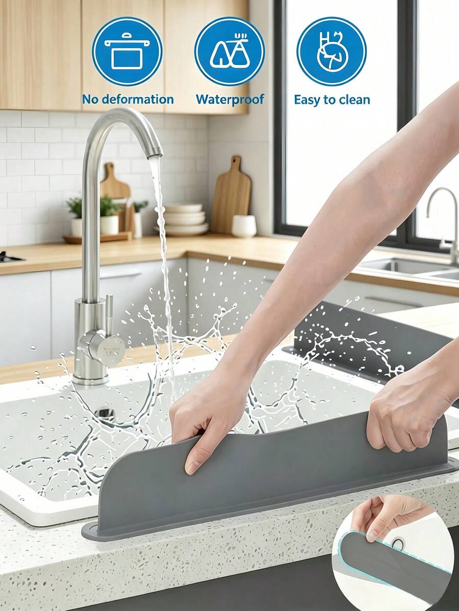 Waterproof Sink Splash Guard Block Splashing Water Washable Sink Basin Splash Blocker For Lab Sink Vegetable Basin Dishwasher Anti-Splash Water Barrier Sink Protector Apartment Home Room Bathroom Decor RV Coffee Bar Kitchen Accessories Essentials