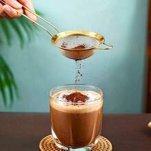 1/3pcs Gold Stainless Steel Tea Strainer, Matcha Powder Sieve, Ultra-Fine Mesh Filter, Tea Strainer With Handle, Suitable For Sifting Tea, Flour, Juice, Soy Milk, Home Kitchen Accessories - Gold - View 1