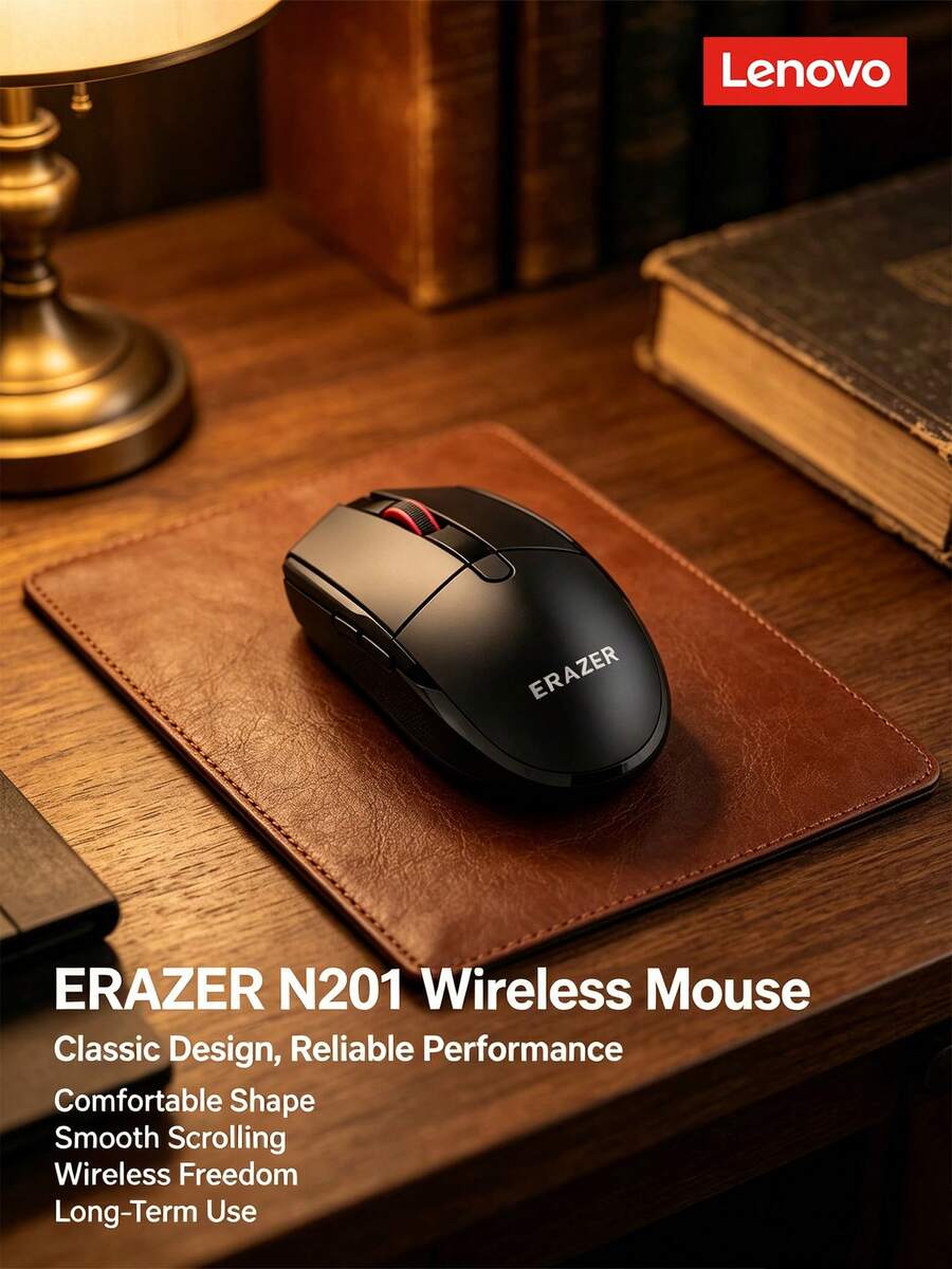 Lenovo N201 Wireless Mouse, 2.4G Stable Connection, 3-Level Adjustable ...