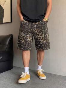 丹寧百慕達短褲 夏季直筒中長款牛仔短褲，棉質牛仔褲 - 黃色 - 查看 3
