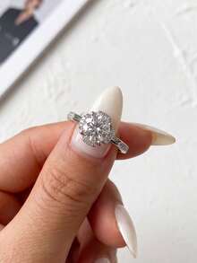 1 buah Cincin Moissanite, Cincin Empat Cakar Berongga 1CT yang Indah, Cocok untuk Pesta dan Pemakaian Sehari-hari Wanita - Cincin moissanite empat cabang terbuka - 1CT - View 3
