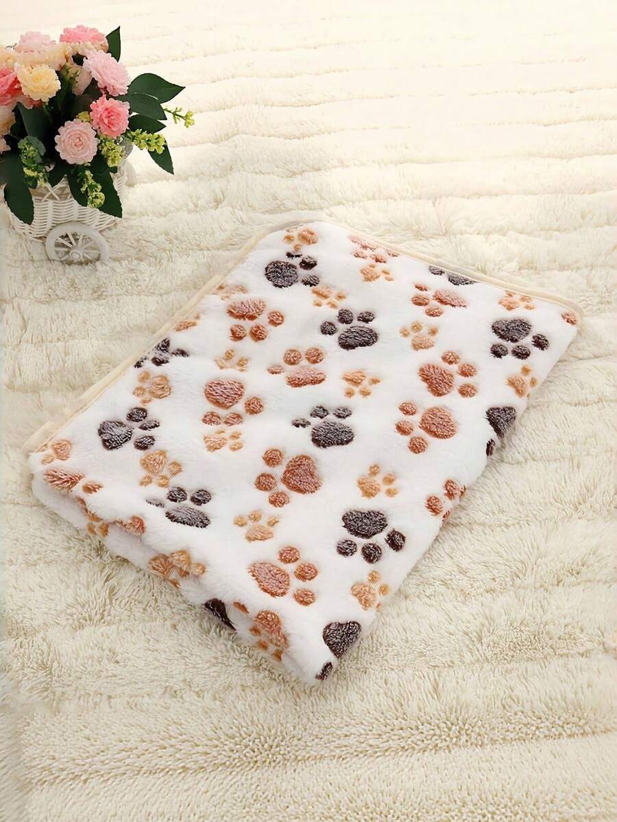1 Buah Selimut Anjing Bulu Lembut Super Lembut dengan Motif Catnip, Kasur Hewan Peliharaan dengan Cetakan Kaki Lucu - Penutup Selimut Hewan Peliharaan Flanel yang Dapat Dicuci dengan Mesin, Tersedia Berbagai Warna dan Ukuran, Cocok untuk Hewan Peliharaan Kecil dan Sedang dengan Bantalan Lembut Berbagai Pola