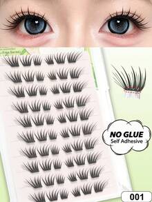 60/120 Clusters Self-Adhesive False Eyelashes, Korean-Style Fine Cluster Lashes, Soft Tapered Layered Eye Makeup Effect, Convenient DIY Eyelash Extensions, No Glue Needed, Suitable For Daily Makeup, School, Work, Dating, Shopping, Travel And Weekend Parties - C - View 9