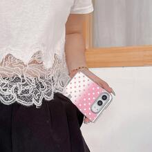 Casing Ponsel Minimalis Mewah dengan Motif Gradien Polka Dot, Kompatibel dengan iPhone Duo, Pelindung Bingkai Depan Keras yang Dapat Dilipat, Perlindungan Penuh Tahan Guncangan, Cangkang Pelindung Ultra Tipis - Berwarna merah muda - View 2