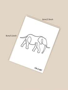 Herbal Juice Semi-Permanent Magic Tattoo Sticker Minimalist One-Line Elephant Design Long-Lasting 14 Days No Fading No Reflection Arm Shoulder Neck Collarbone Leg Body Temporary Tattoo Sticker 1pc/Pack - Blue - View 7