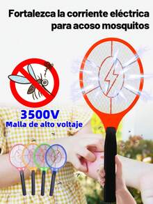 3500V Rechargeable Electric Mosquito And Fly Swatter With LED Light - Multicolor - View 12