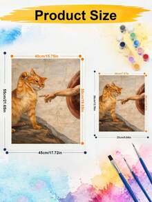 1 Digital Oil Painting Set, DIY Oil Painting Set, Naughty Kitten Oil Painting Set, DIY Adult Hand-Painted For Gift Home Wall Decoration. - A - View 5
