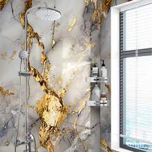1 Roll Luxury Gold Gilded Texture Sticker - Self-Adhesive PVC Waterproof Wallpaper - Wear-Resistant Scratch-Resistant - Easy To Tear And Apply - Suitable For Wall, Window Sill, Cabinet, Furniture Decoration And Renovation - Home Decor Sticker - Gold-plated Pattern - View 6