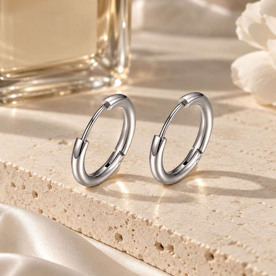eTel LiKe 2pcs Stainless Steel Hoop Pendant Earrings Gift